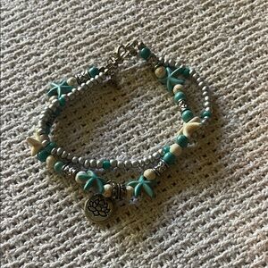 Silver and Turquoise Beaded Bracelet